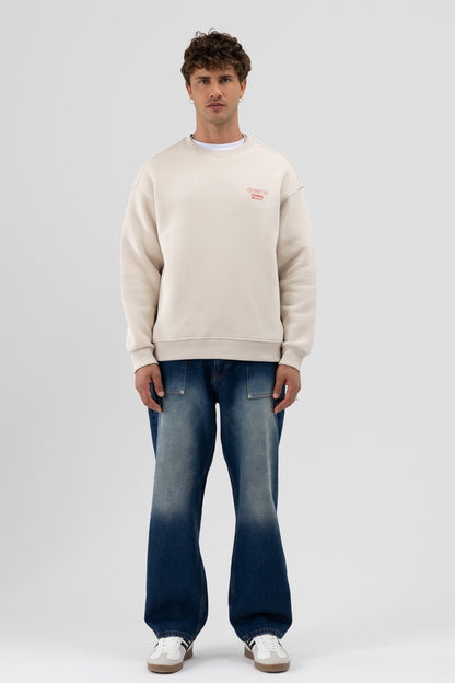 Oversize Bisiklet Yaka Baskılı Sweatshirt