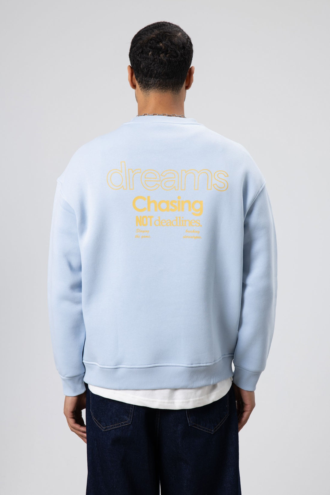 Oversize Bisiklet Yaka Baskılı Sweatshirt