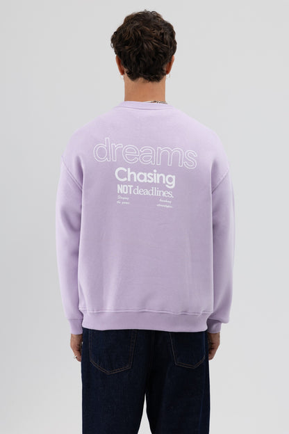 Oversize Bisiklet Yaka Baskılı Sweatshirt
