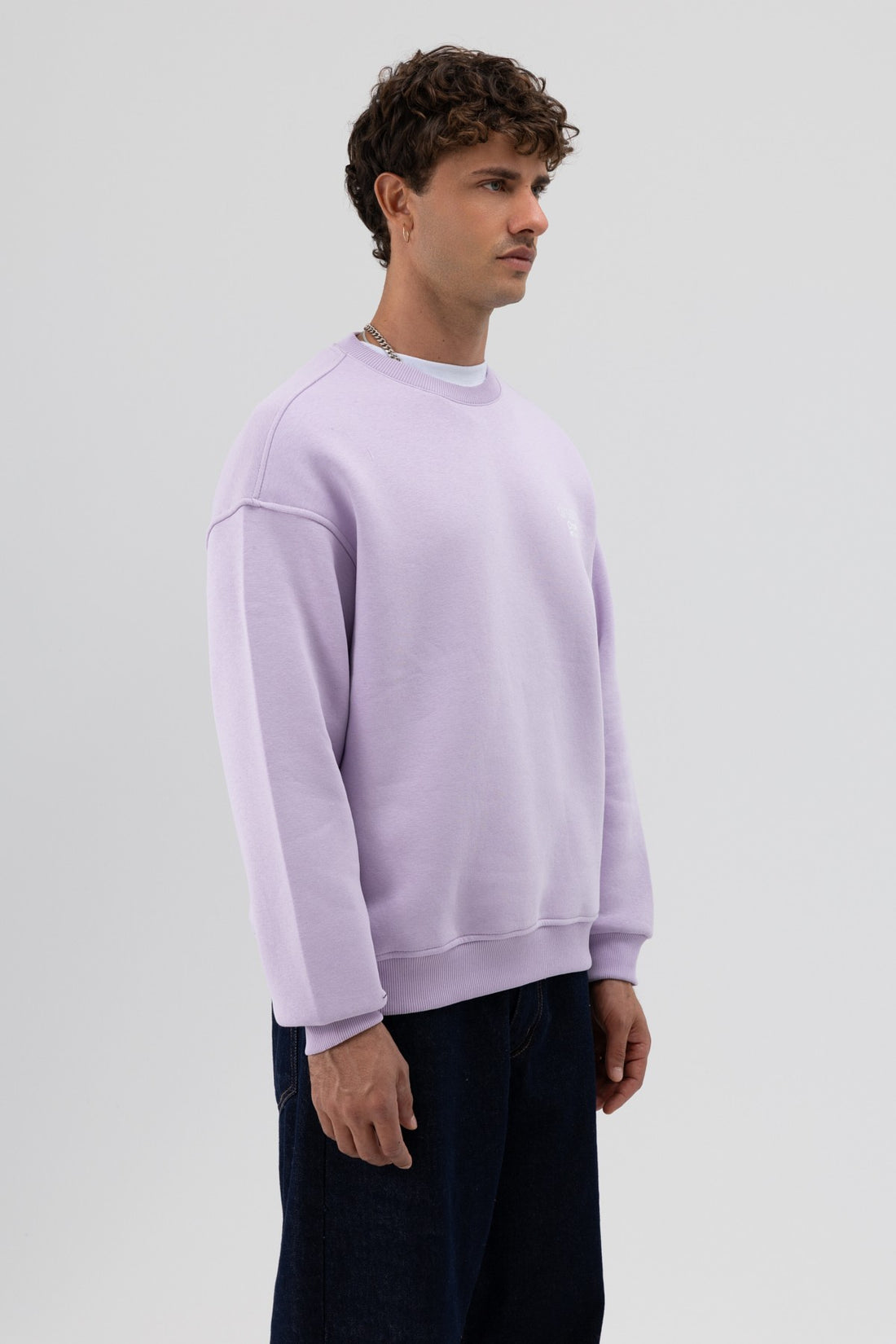 Oversize Bisiklet Yaka Baskılı Sweatshirt