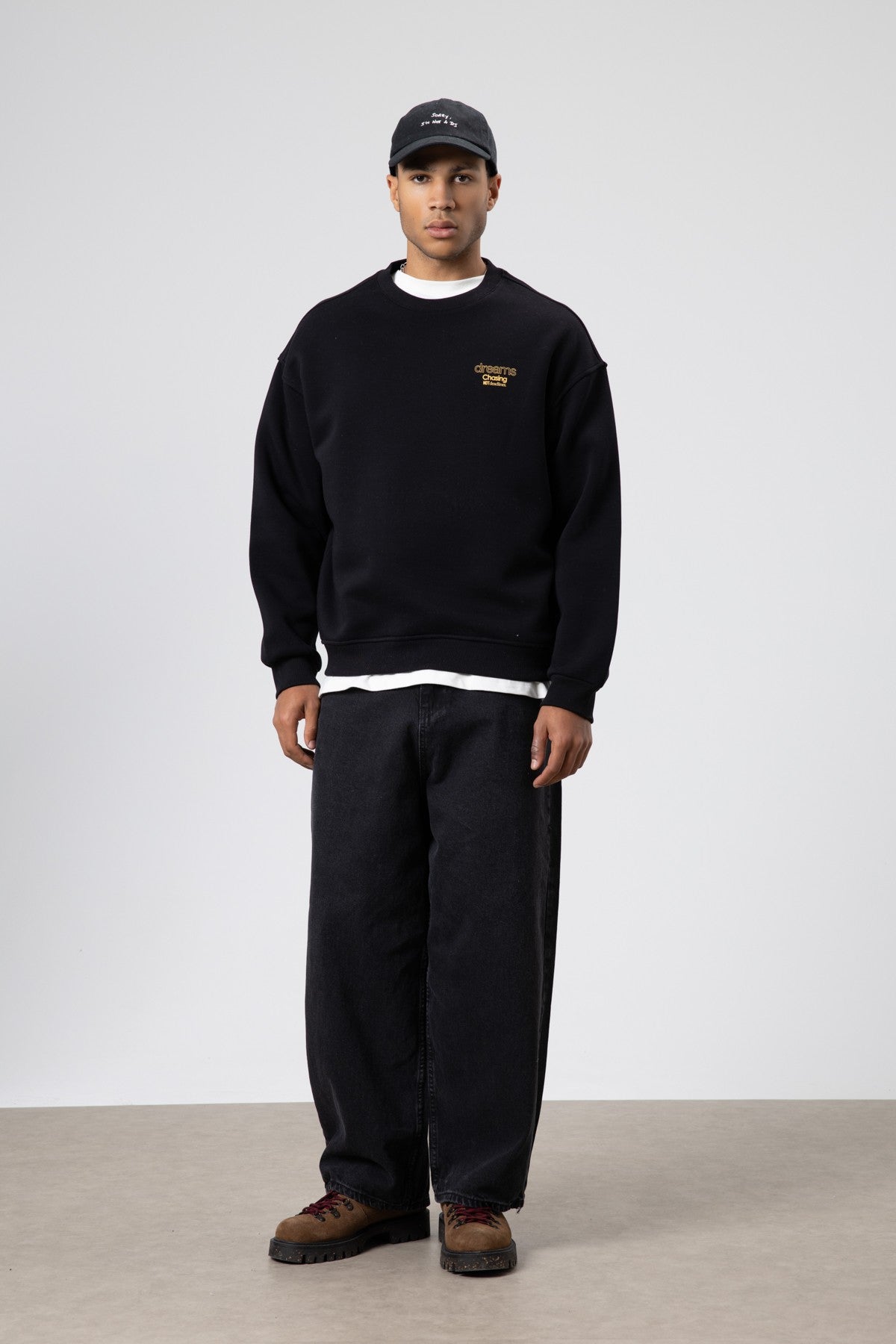 Oversize Bisiklet Yaka Baskılı Sweatshirt V70-95