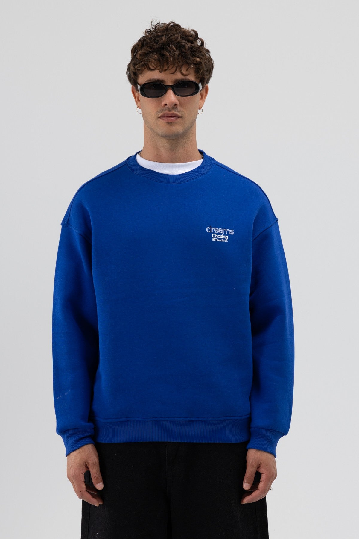 Oversize Bisiklet Yaka Baskılı Sweatshirt V70-95