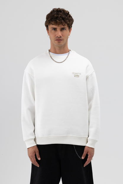 Oversize Bisiklet Yaka Baskılı Sweatshirt V70-95