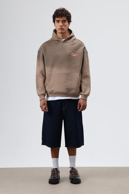 Oversize Baskılı Kapüşonlu Sweatshirt