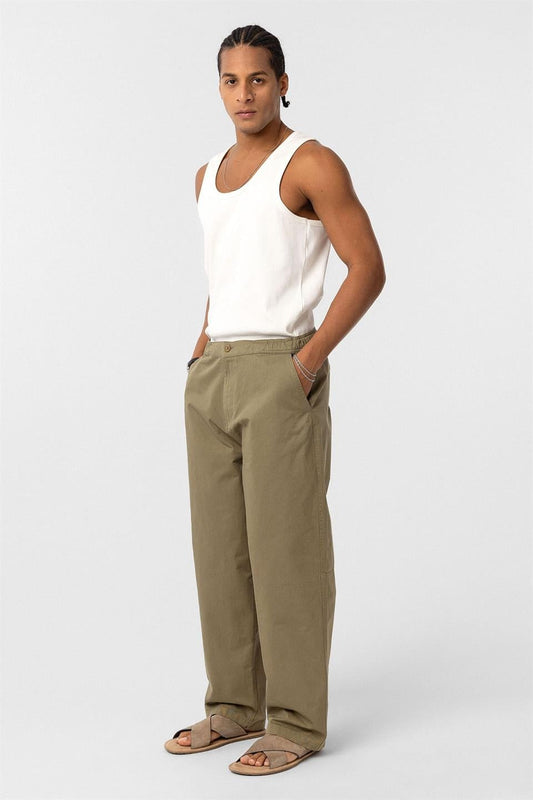 Yıkamalı Gabardin Baggy Pantolon