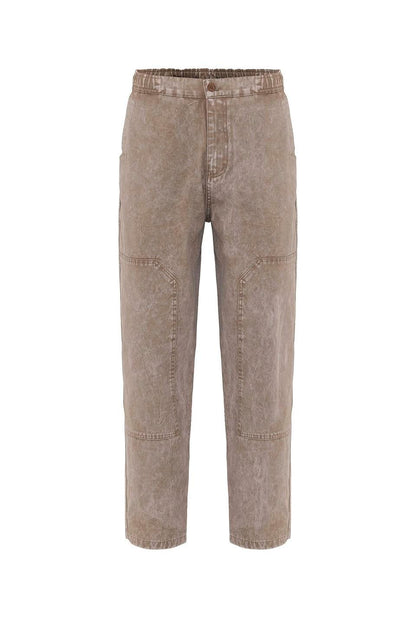 Yıkamalı Baggy Gabardin Pantolon
