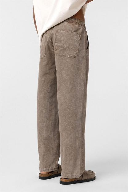Yıkamalı Baggy Gabardin Pantolon