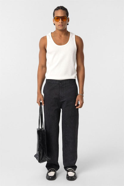 Yıkamalı Baggy Gabardin Pantolon