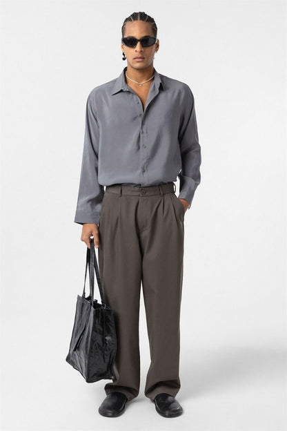 Baggy Fit Pileli Kumaş Pantolon