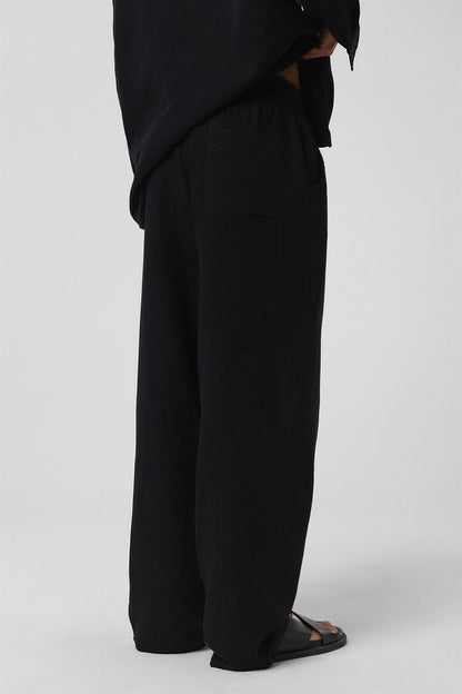 Baggy Fit Müslin Keten Pantolon