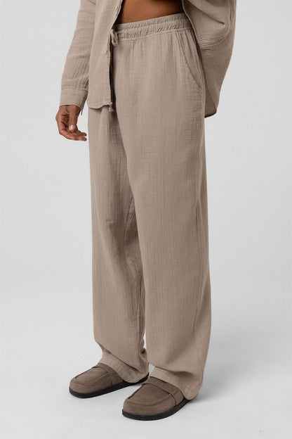Baggy Fit Müslin Keten Pantolon