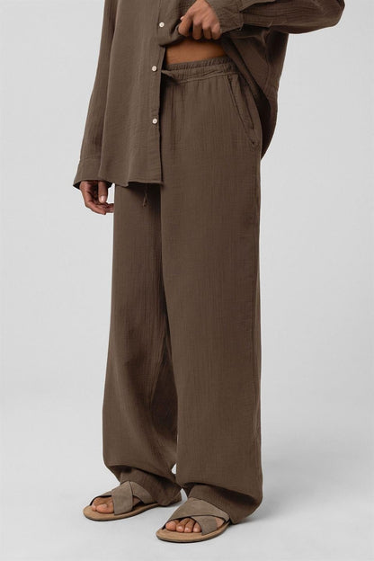 Baggy Fit Müslin Keten Pantolon