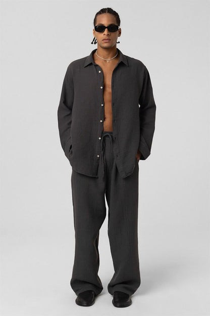 Baggy Fit Müslin Keten Pantolon
