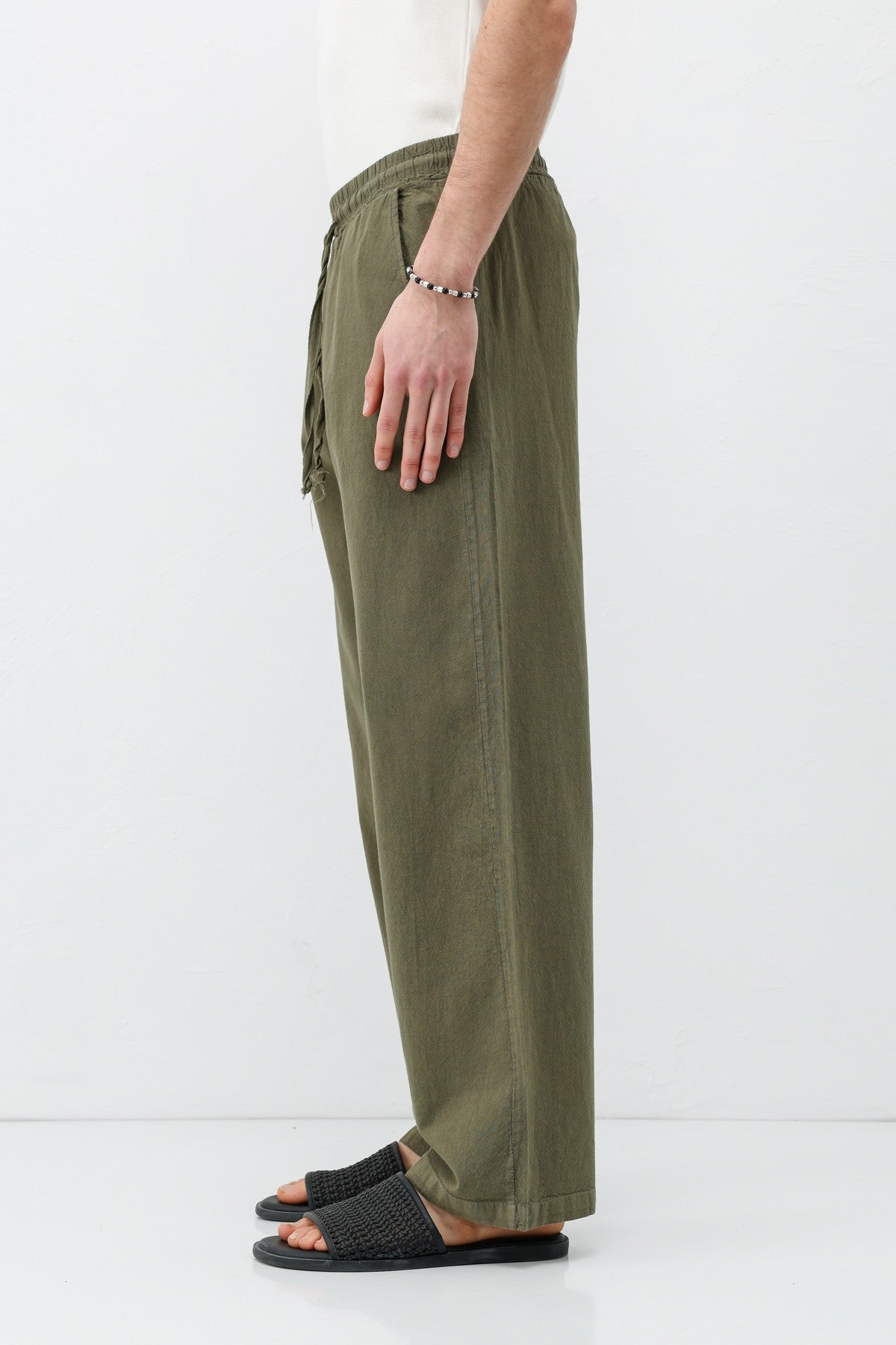 Bel Lastikli Baggy Fit Keten Pantolon