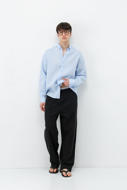 Bel Lastikli Baggy Fit Keten Pantolon