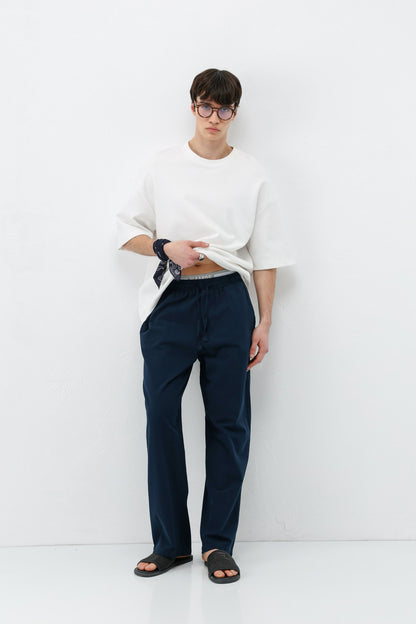 Bel Lastikli Baggy Fit Keten Pantolon