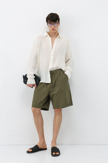Oversize Keten Şort