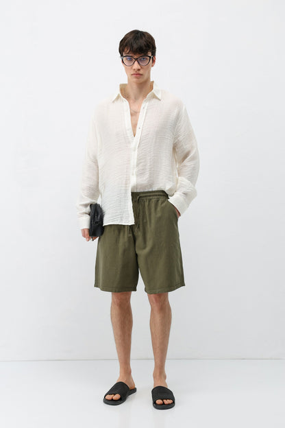 Oversize Keten Şort