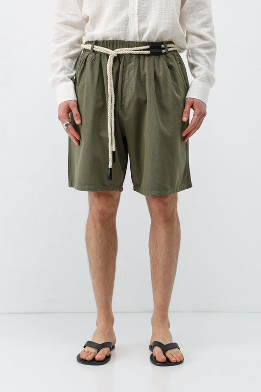 Kemerli Oversize Keten Şort
