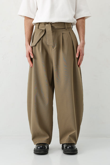 Barrel Fit Tailored Fit Kemerli Pantolon