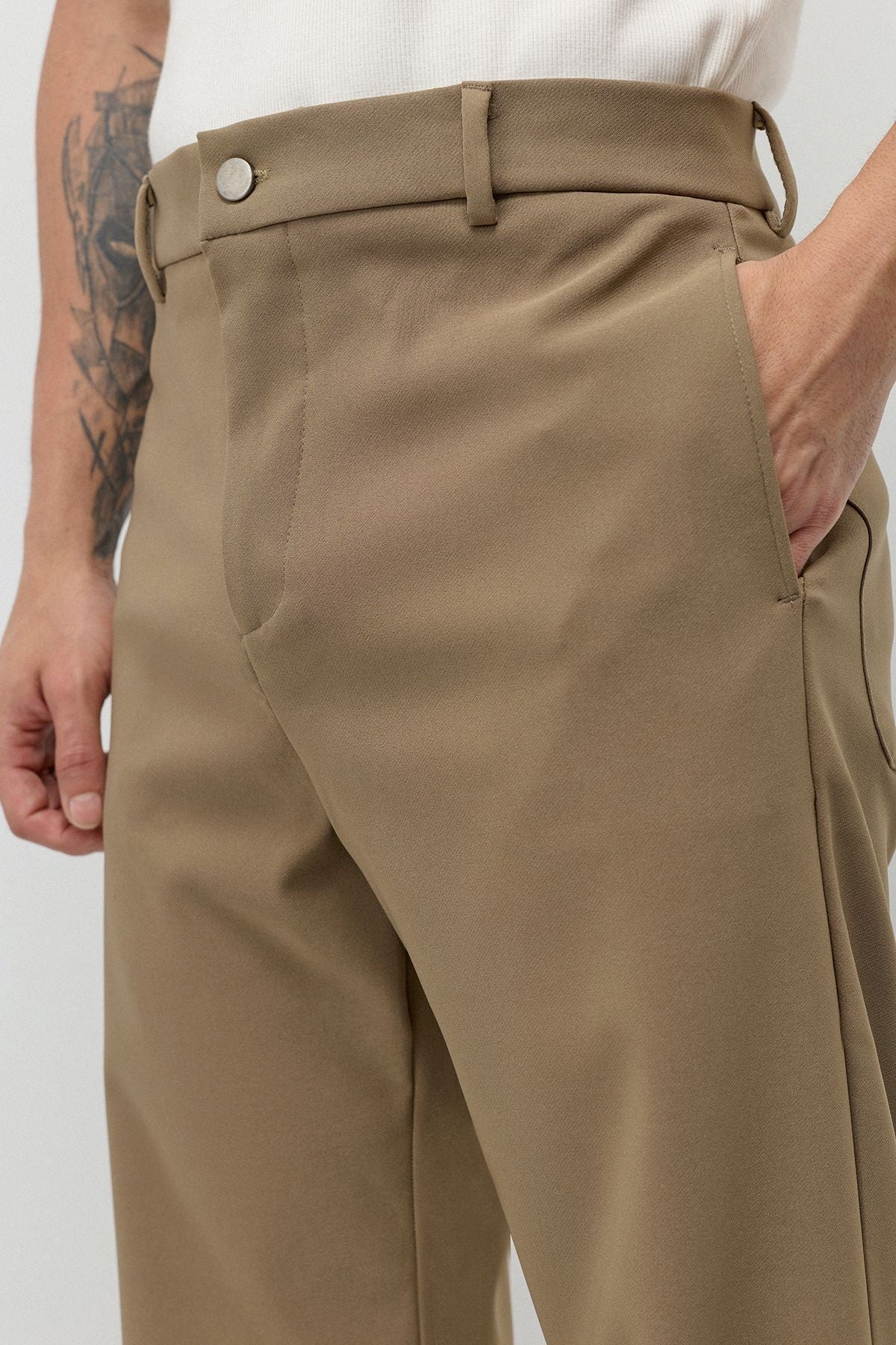 Yüksek Bel Relaxed Wide Leg Kumaş Pantolon