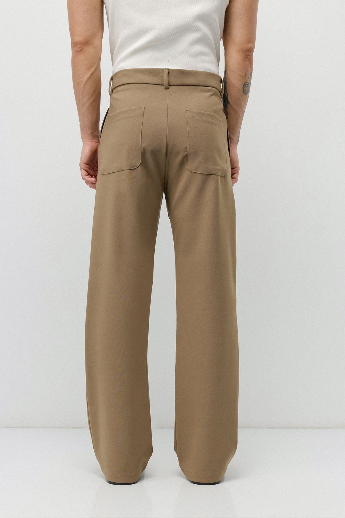 Yüksek Bel Relaxed Wide Leg Kumaş Pantolon
