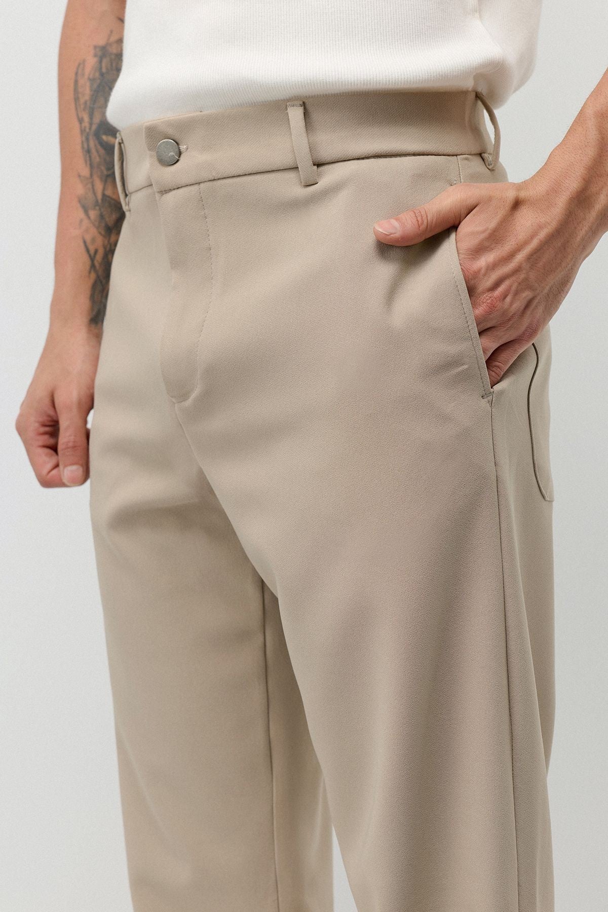 Yüksek Bel Relaxed Wide Leg Kumaş Pantolon