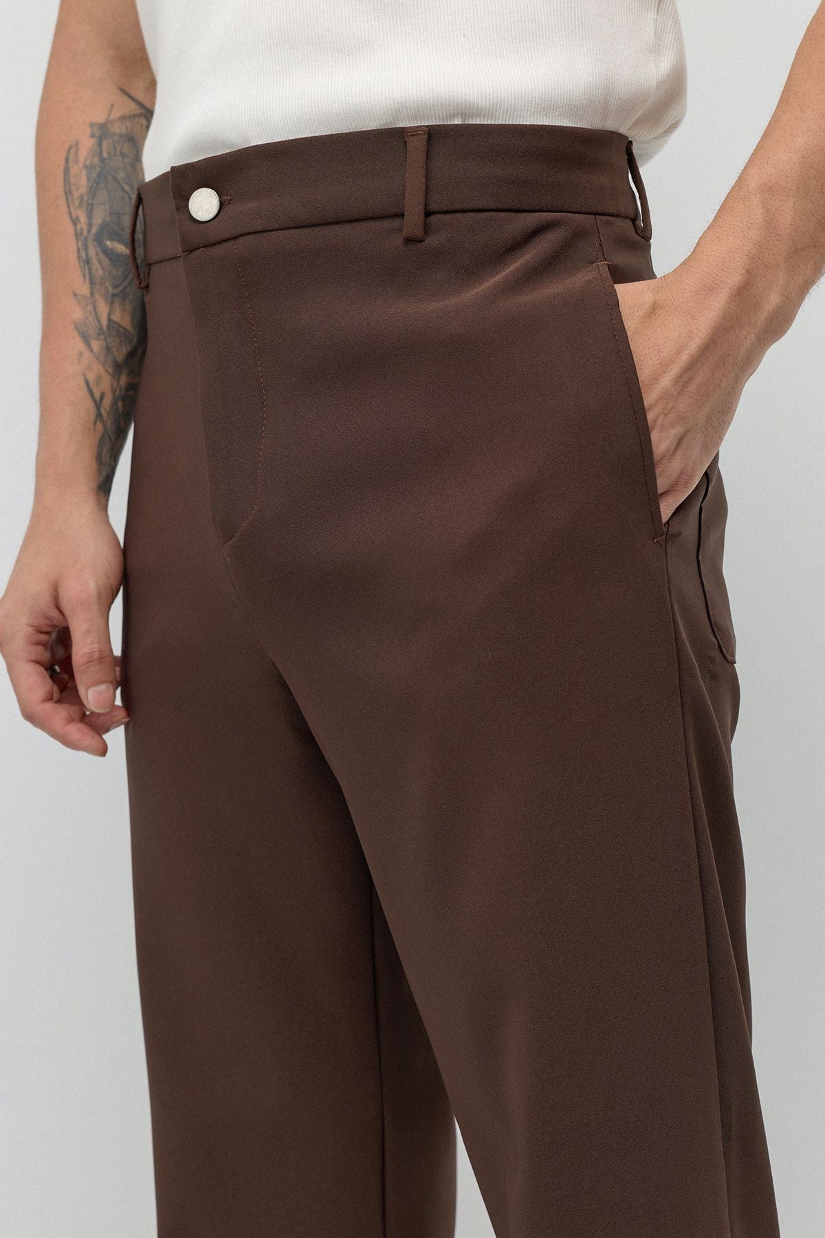 Yüksek Bel Relaxed Wide Leg Kumaş Pantolon
