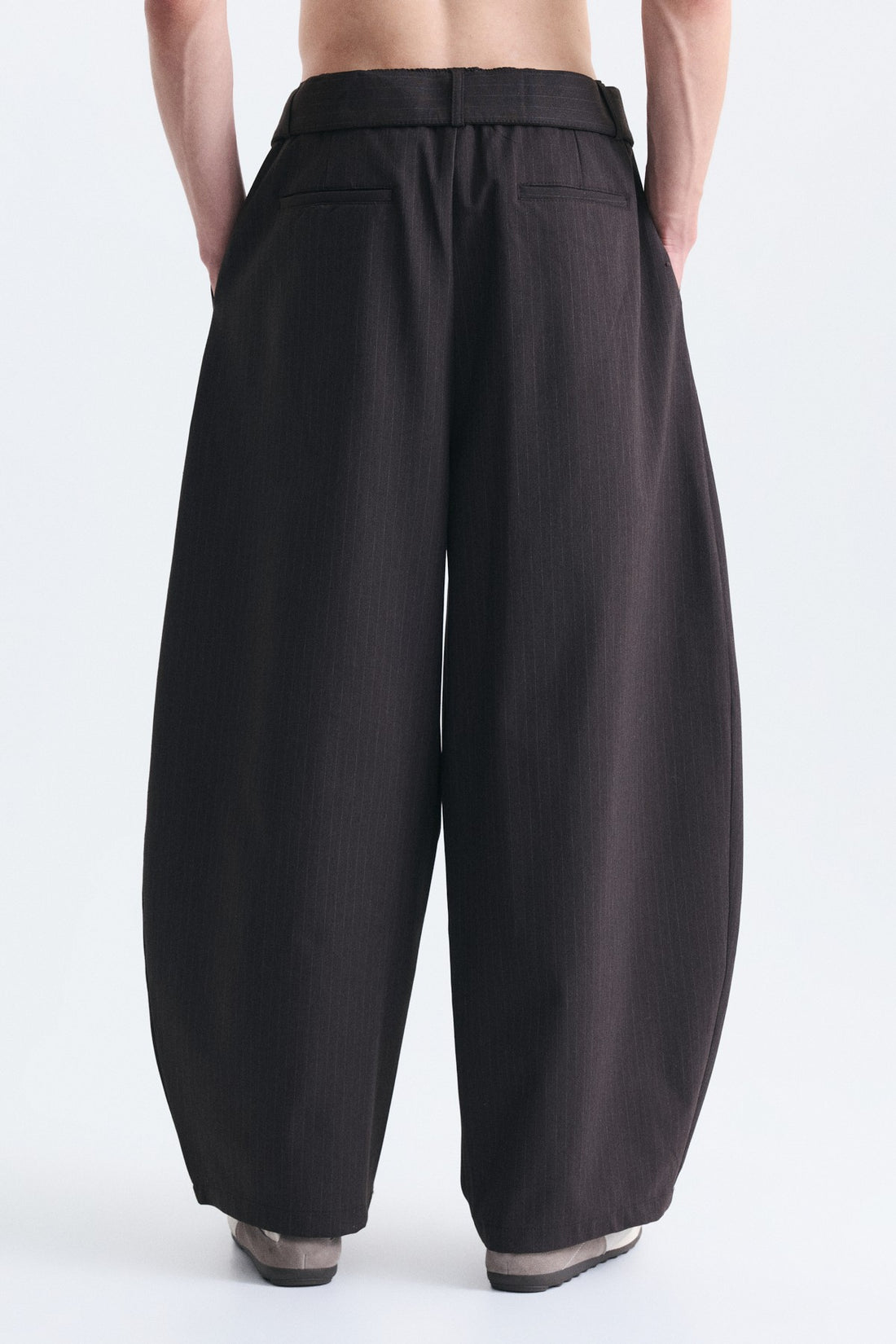Balloon Fit Çizgili Pantolon