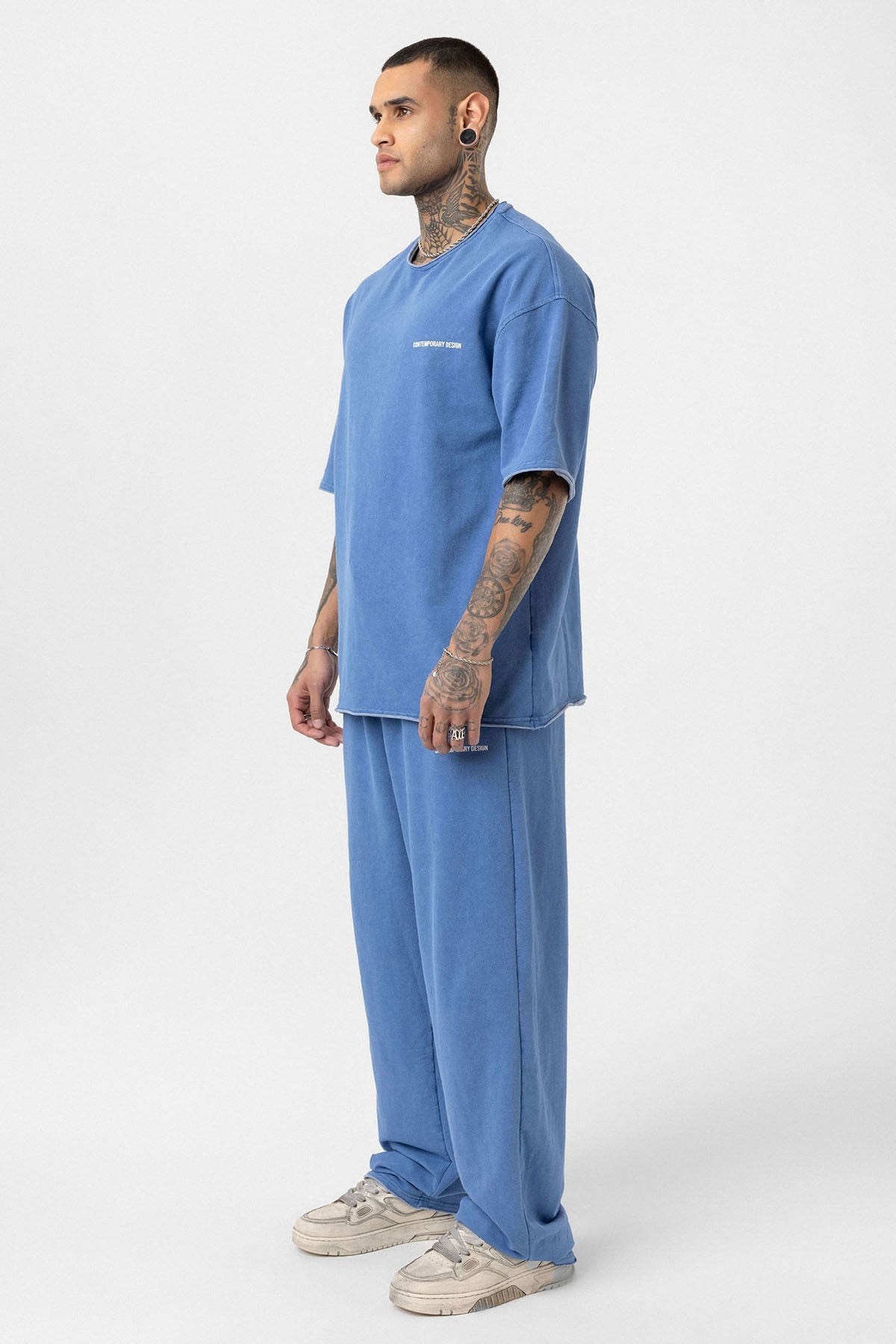 Yıkamalı Oversize Eşofman Takım Indigo