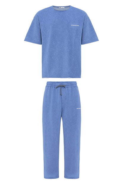 Yıkamalı Oversize Eşofman Takım Indigo