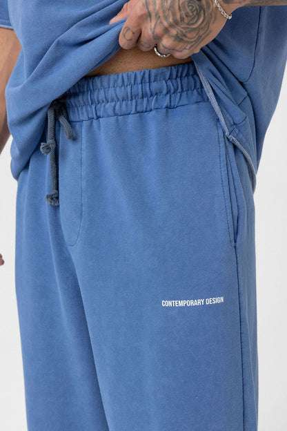 Yıkamalı Oversize Eşofman Takım Indigo