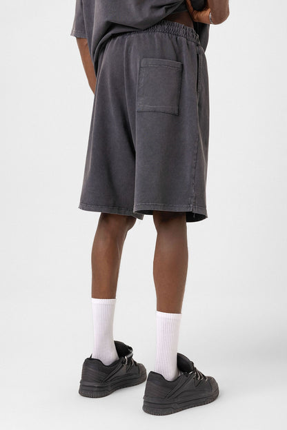 Basic Yıkamalı Oversize Şort Takım