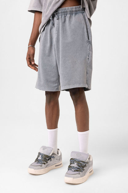 Basic Yıkamalı Oversize Şort Takım