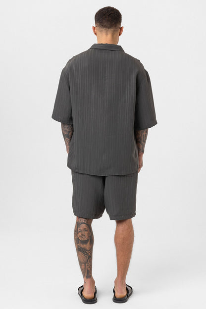 Oversize Modal Kumaş Şort Gömlek Takım