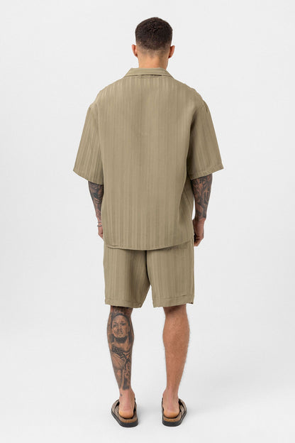 Oversize Modal Kumaş Şort Gömlek Takım