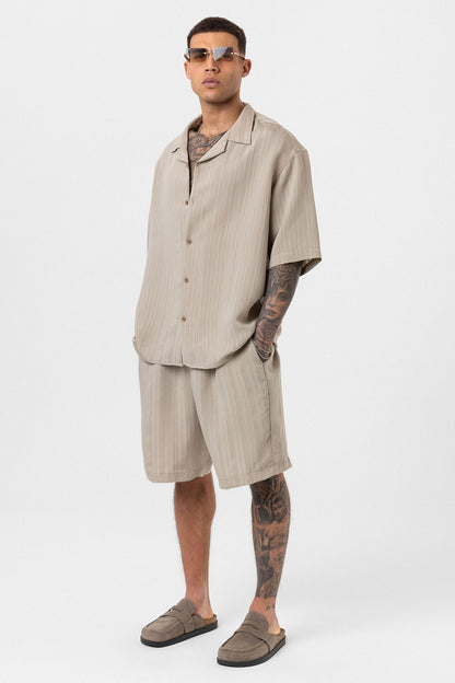 Oversize Modal Kumaş Şort Gömlek Takım