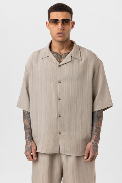 Oversize Modal Kumaş Şort Gömlek Takım