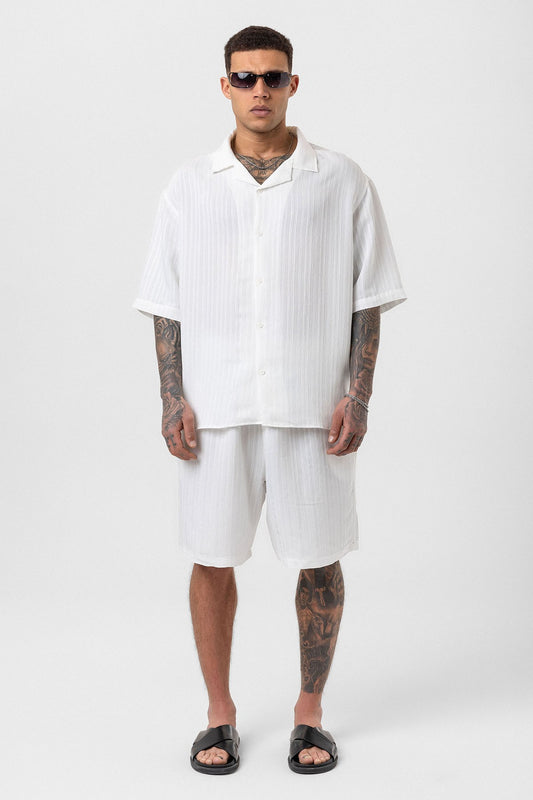 Oversize Modal Kumaş Şort Gömlek Takım