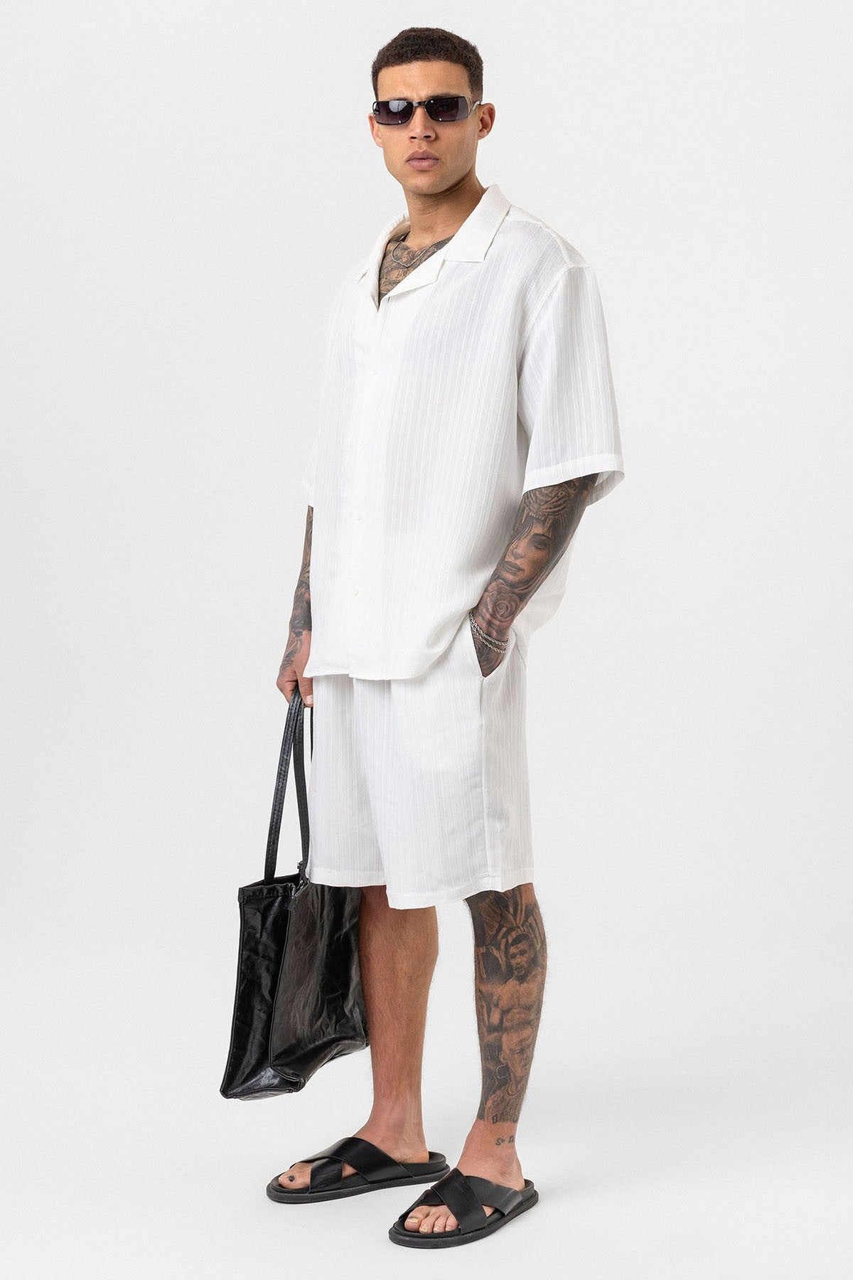Oversize Modal Kumaş Şort Gömlek Takım