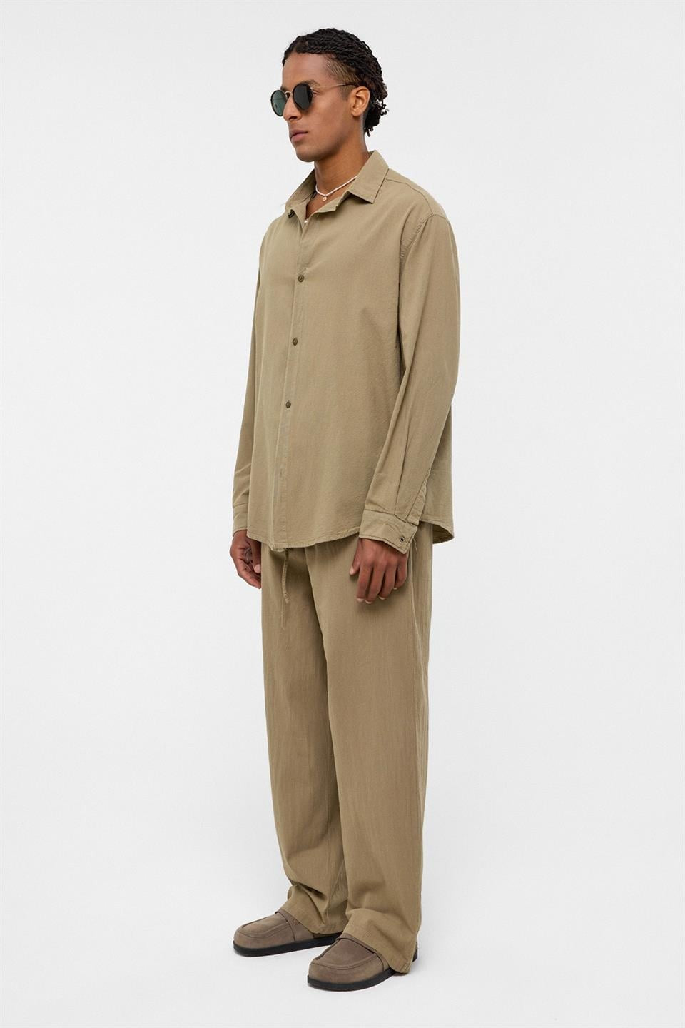 Basic Oversize Keten Takım Haki