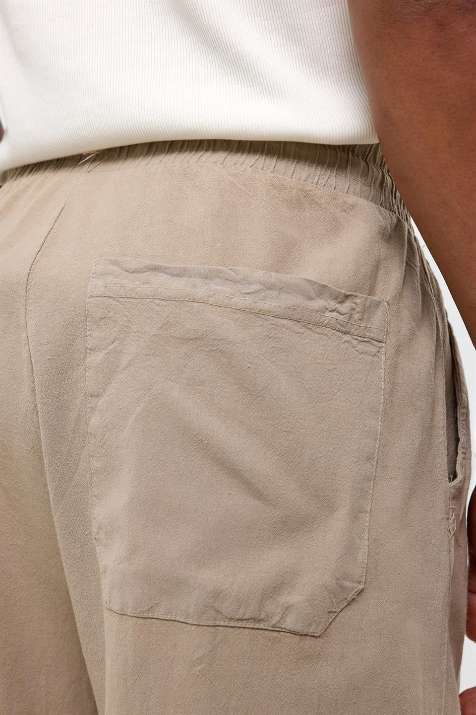 Basic Oversize Keten Takım Bej