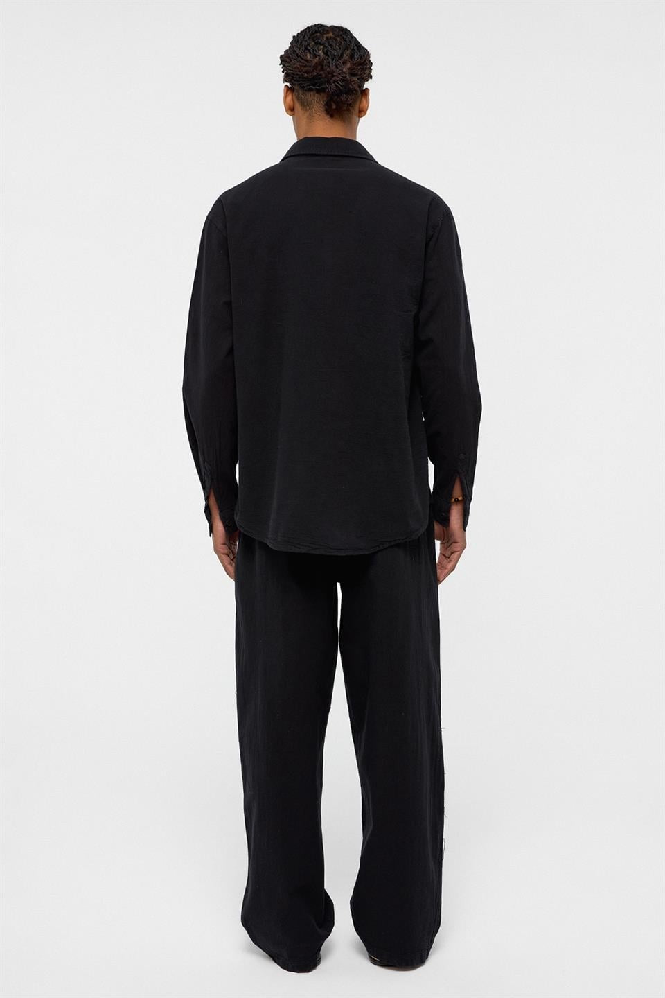 Basic Oversize Keten Takım Siyah