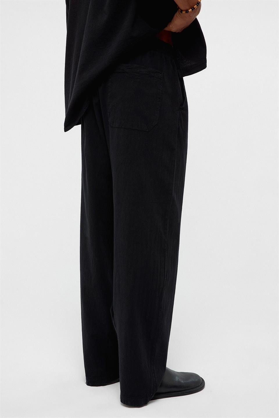 Basic Oversize Keten Takım Siyah