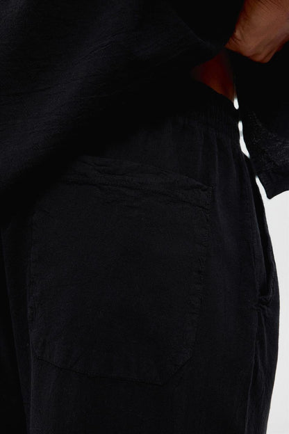 Basic Oversize Keten Takım Siyah