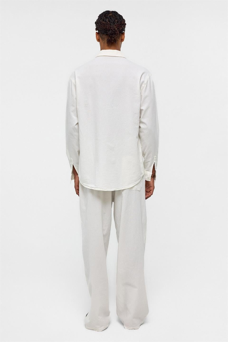 Basic Oversize Keten Takım Ekru