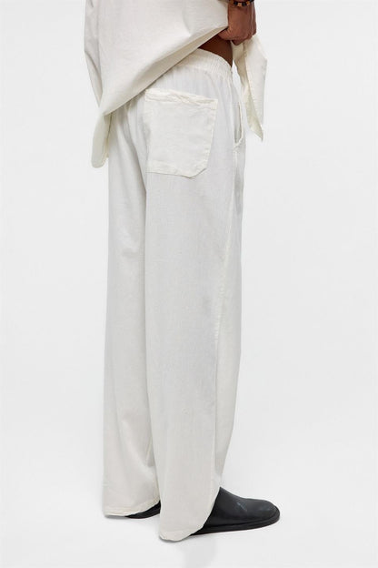 Basic Oversize Keten Takım Ekru