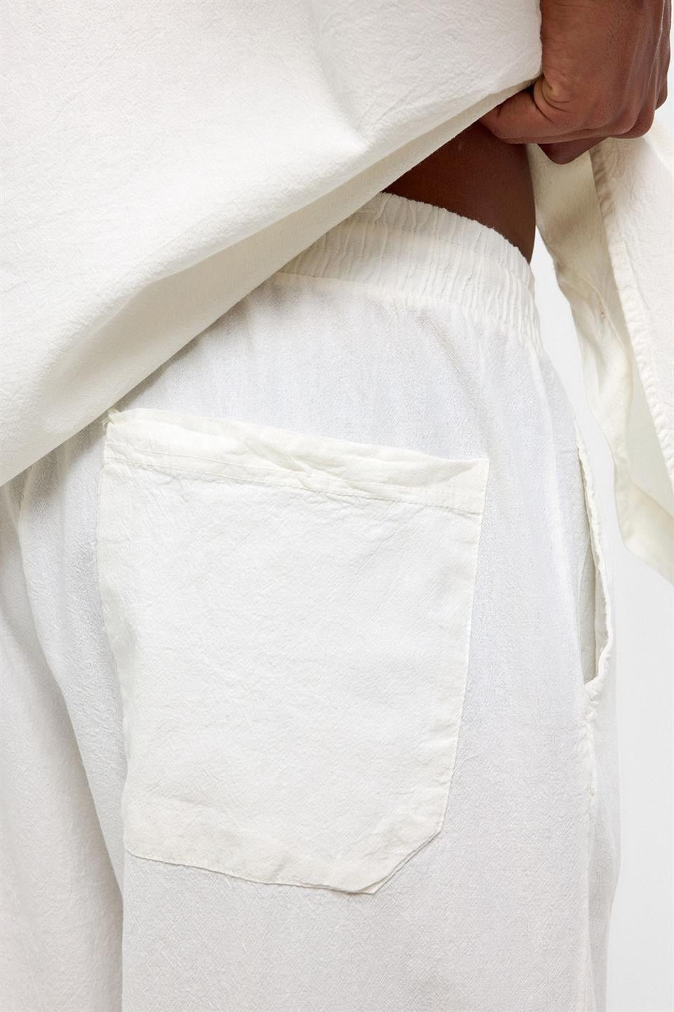 Basic Oversize Keten Takım Ekru