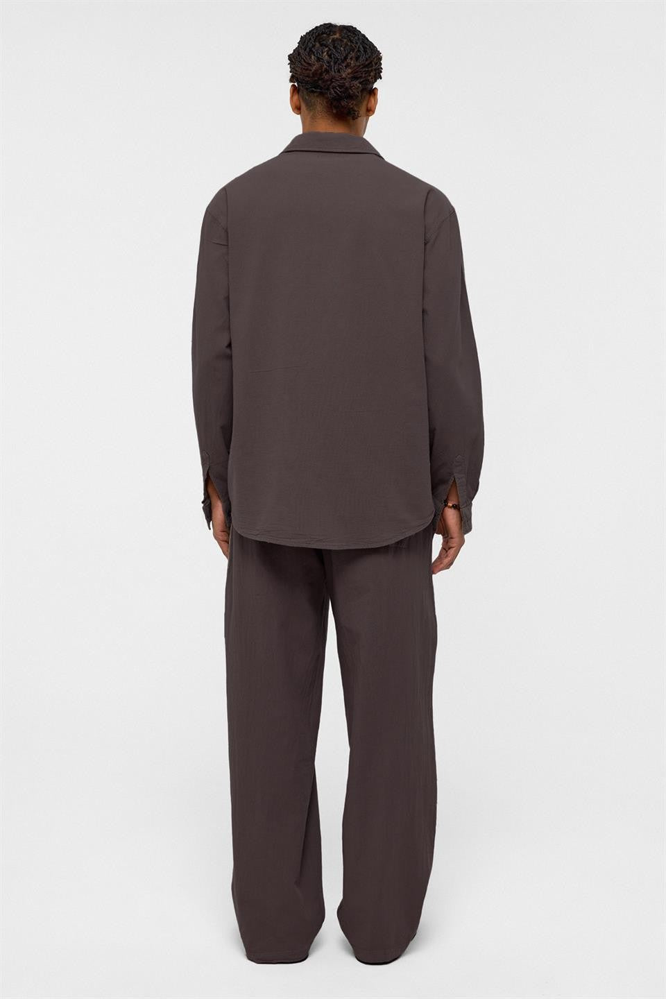 Basic Oversize Keten Takım Kahve