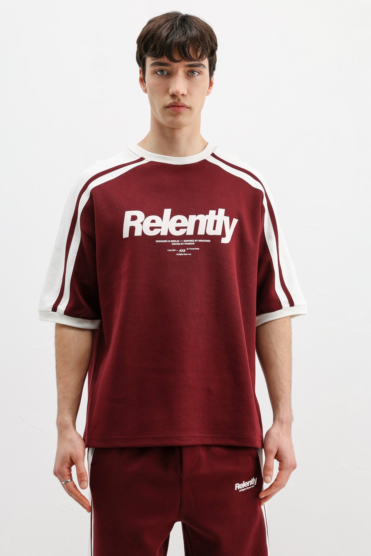 Oversize Baskılı Eşofman Takım Bordo